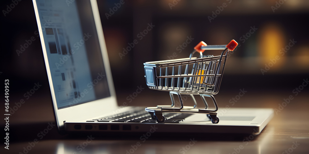 shopping cart on laptop