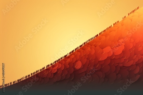 Cartoon illustration of overpopulation and increasing population photo