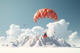 A 3d cartoon illustration of paragliding