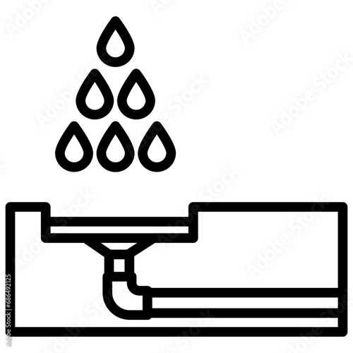 Shower Drain black outline icon, related to plumbing service.