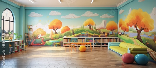 Attractive game room in a kindergarten photo