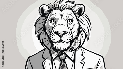 Lion carton character with formal dress vector image. Illustration of cute lion design graphic on the white background
