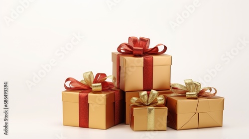 Christmas Gifts Isolated on the White Background 