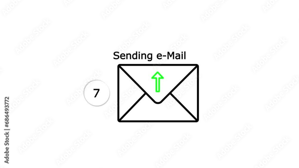 Email icon with incoming email counter on transparent on white background with alpha channel. Email icon with incoming email counter on transparent on white background with alpha channel.