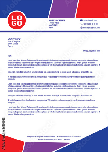 Papier en-tête / Courrier A4 pour entreprise avec mentions obligatoires