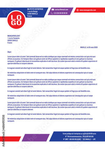 Papier en-tête / Courrier A4 pour entreprise avec mentions obligatoires