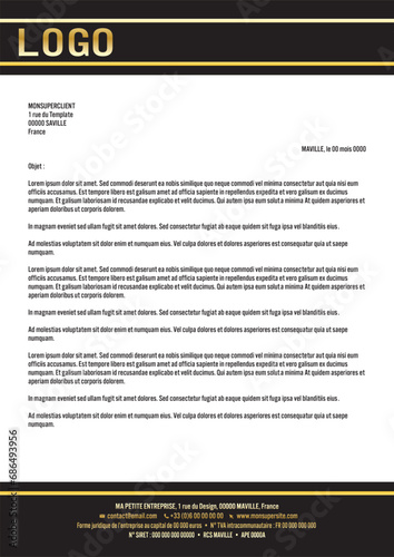 Papier en-tête / Courrier A4 pour entreprise avec mentions obligatoires