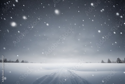 Falling snow background. Horizontal composition