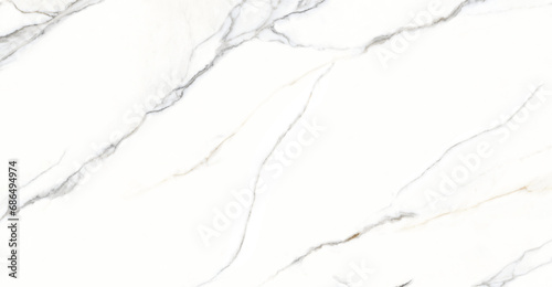 Carrara Statuario White Marble Background, Polished Marble with Clean and Clear Grey Streaks, Unique and Intricate Veining Patterns for Ceramic Tiles Printing Design, Soft and Light Brown Vein photo