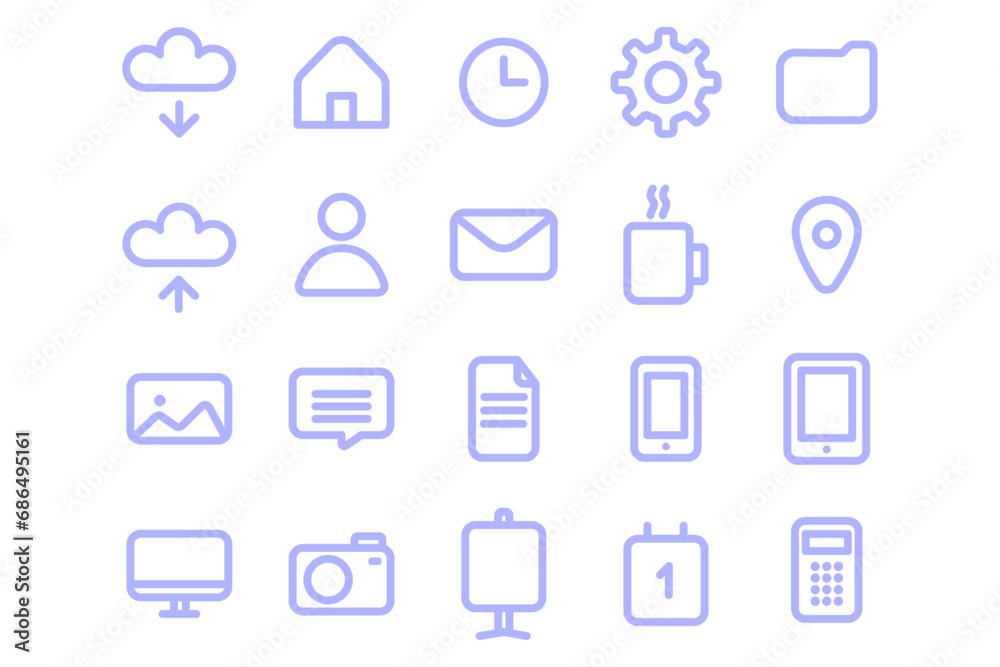 icons set, Basic icons, simple icons, linear pack of icons, office signs, out line icons