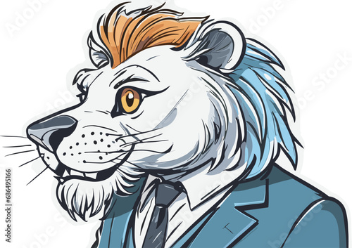 Lion carton character with formal dress vector image. Illustration of cute lion design graphic on the white background