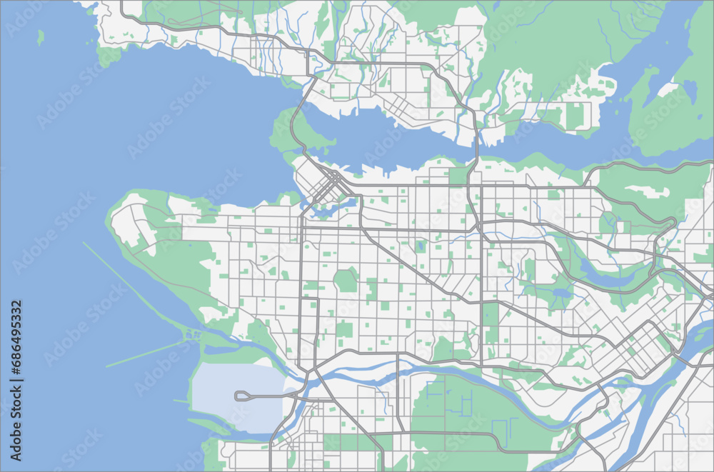 Obraz premium Layered editable vector illustration outline Map of Vancouver,Canada