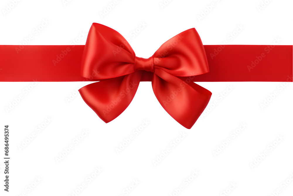 Red silk ribbon isolated on white background. generative ai. Red silk ribbon isolated on white background. generative ai.