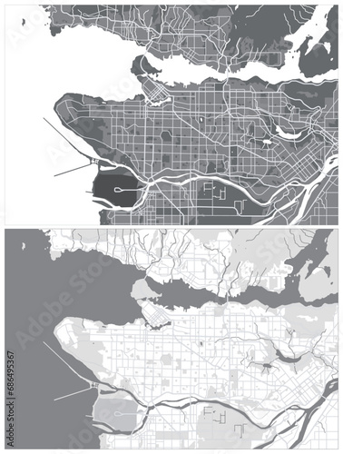 Layered editable vector illustration outline Map of Vancouver,Canada photo