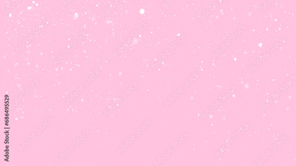 Realistic falling snowflakes. Isolated on pink background. Vector illustration