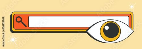 Query field, search button. Search bar template for website style of the 80s and 90s. Vector illustration