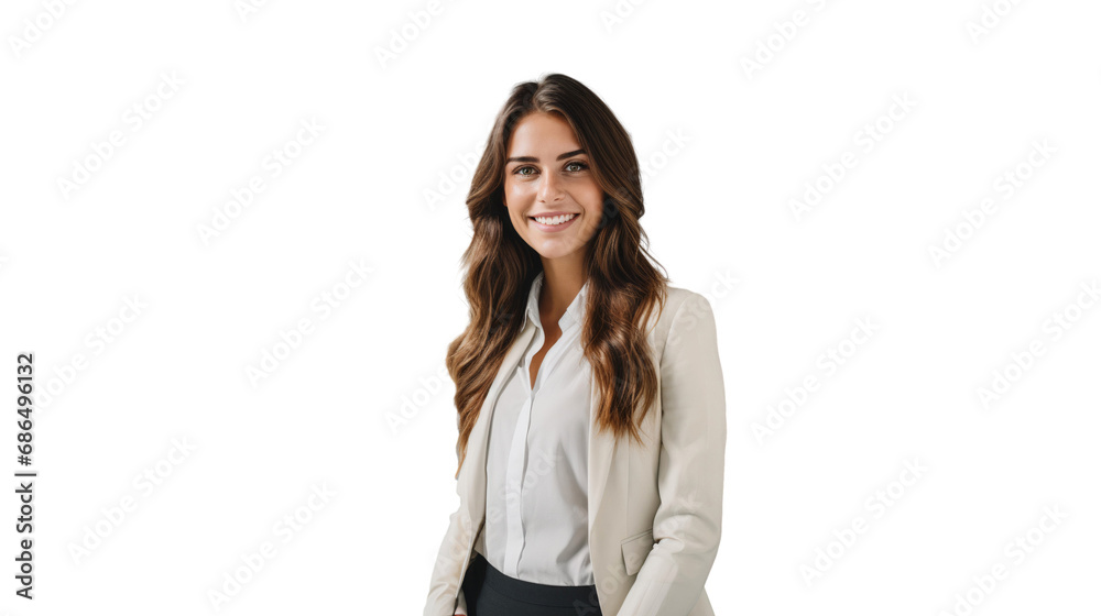 Portrait of happy businesswoman, smiling isolated on transparent background Portrait of happy businesswoman, smiling isolated on transparent background