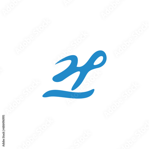 letter h p blue ink simple logo vector
