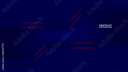 Abstract blue glowing geometric lines on dark blue background. Modern shiny blue hexagon red lines pattern. Technology futuristic concept. usiness, corporate, banner, backdrop. Vector illustration photo