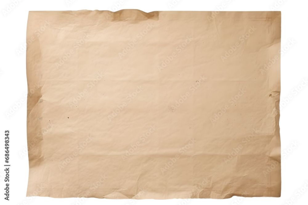 Used paper sheet isolated on white background. generative ai.