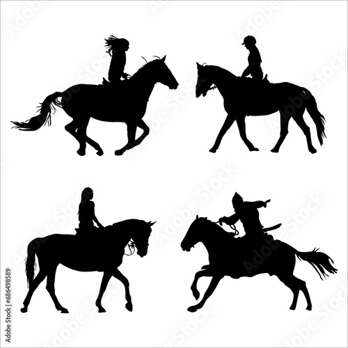 Collection of silhouettes of horse riders