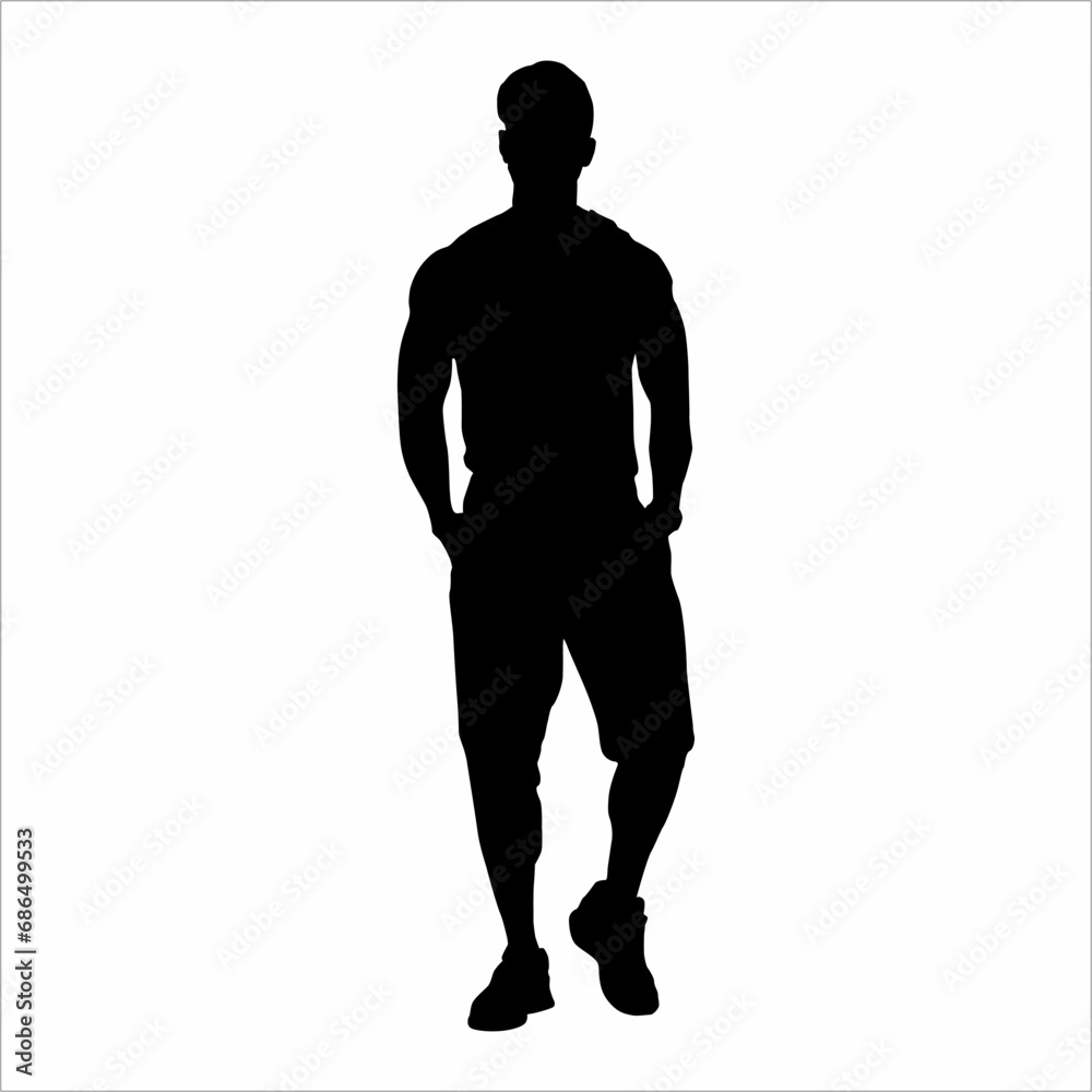 Silhouette of a man finishing fitness training