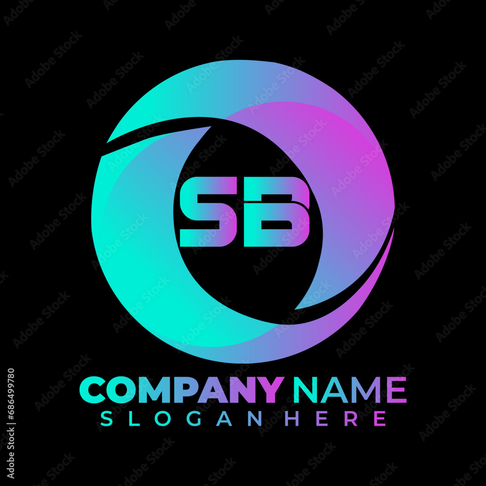 SB letter logo design with a circle shape. SB circle and cube shape ...