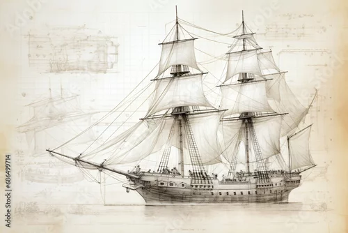 Obraz A vintage sketch of a ship