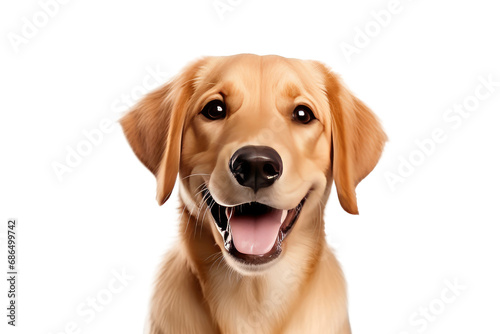 Cute fluffy portrait smile Puppy dog that looking at camera isolated on clear png background  funny moment  lovely dog  pet concept.