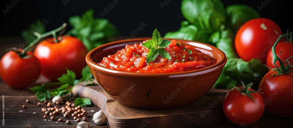 Homemade tomato sauce in a bowl Homemade tomato sauce in a bowl