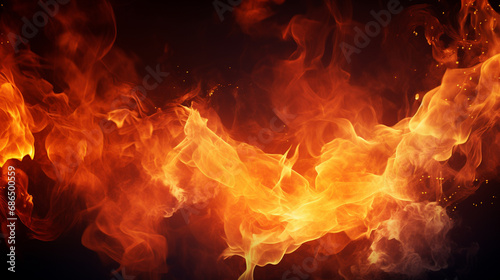 Fire blaze burning glow flames dark background