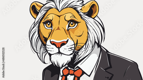 Lion carton character with formal dress vector image. Illustration of cute lion design graphic on the white background