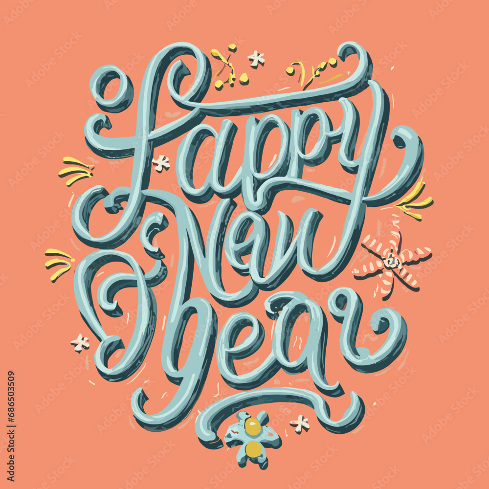Naklejka premium Free Happy New Year 2024 social media post template design. AI generative.