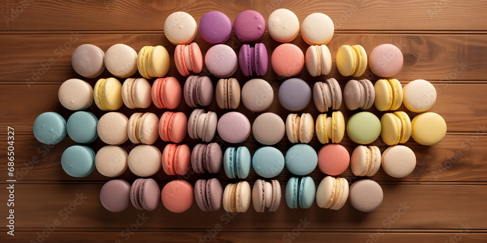 colorful macarons neatly arranged