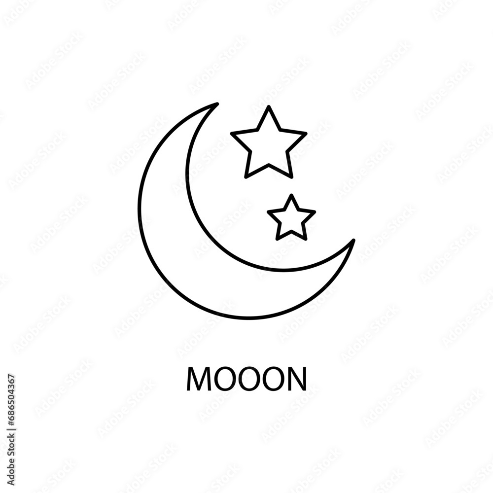 Moon and stars concept line icon. Simple element illustration. Moon and stars concept outline symbol design. Moon and stars concept line icon. Simple element illustration. Moon and stars concept outline symbol design.