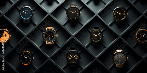 high-end watches neatly arranged photo