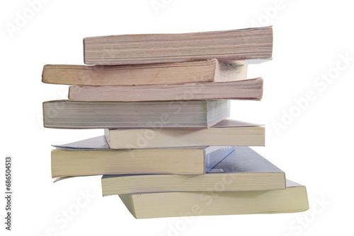 Stack of Old books isolated on transparent background. PNG File