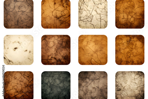 grungy vector patterns - various materials isolated on white background. generative ai.