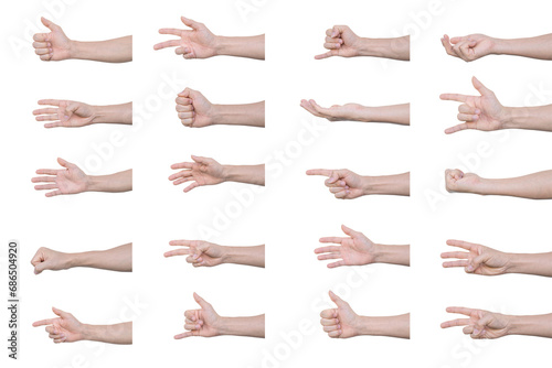 Set of man hands Isolated on transparent background.