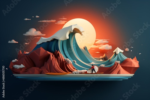 Graphic illustration for floods and tsunami