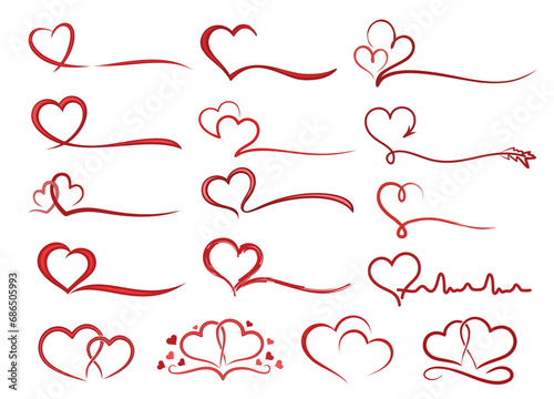 A set of stylized  hearts symbols.
