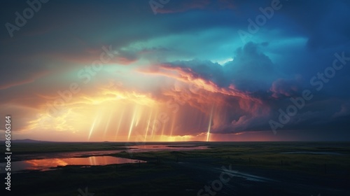 Weather Phenomena Document rainbows, lightning, or fog, showcasing the beauty of natural weather occurrences © shahrukh