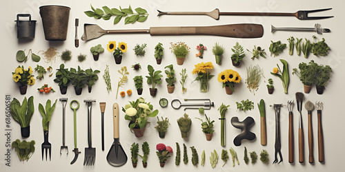 growing and gardening set concept