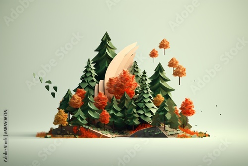 3d graphic illustration for aforestation and planting trees photo