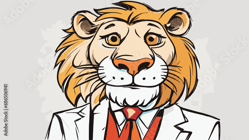 Lion carton character with formal dress vector image. Illustration of cute lion design graphic on the white background
