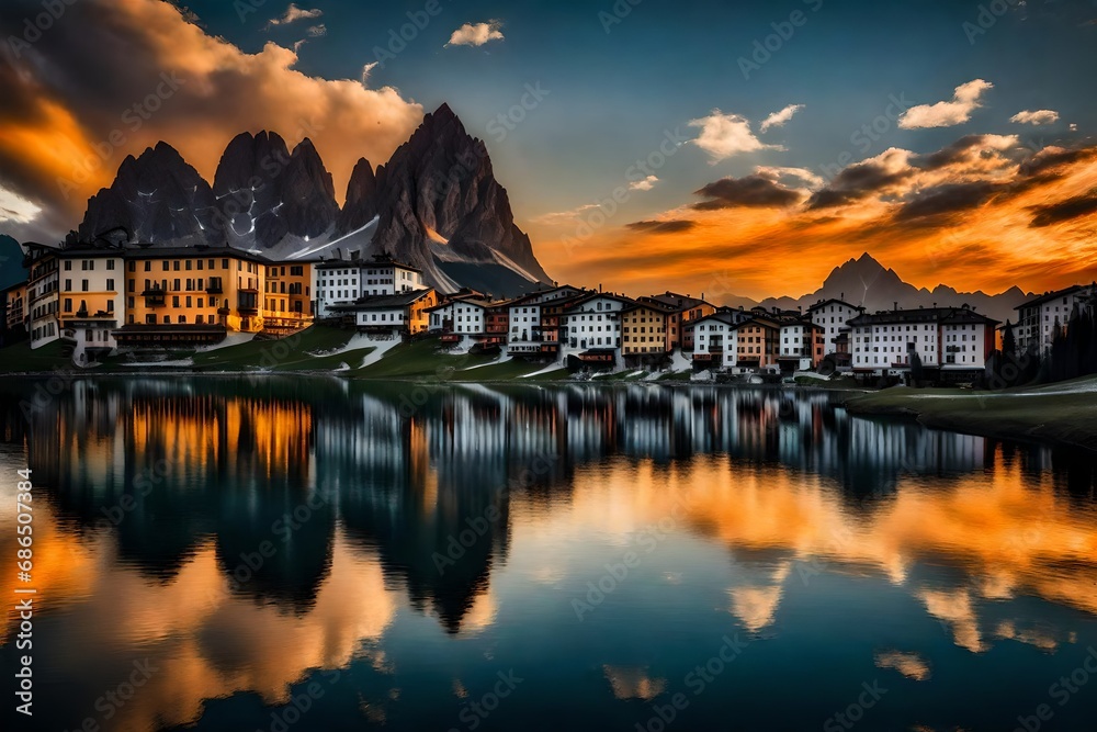 Fototapeta premium Free photo misurina sunset
