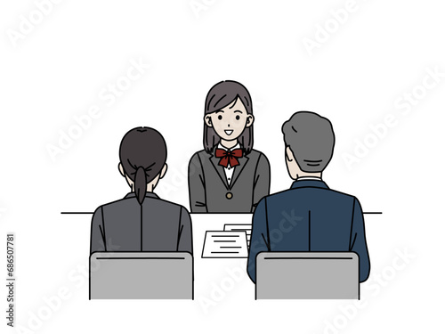 高校受験の面接をする女子生徒