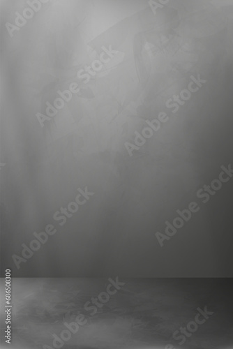 Background Grey Wall Studio with Shadow,light on Cement floor Surface Texture,Empty Kitchen Room with Marble Podium Display,Top Shelf Bar,Backdrop Concrete wall for Product Prsentation