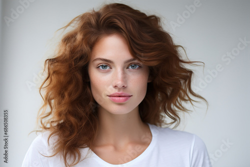 Portrait of a woman emotion hope, mood. Beautiful Caucasian young woman looking at camera indoors.