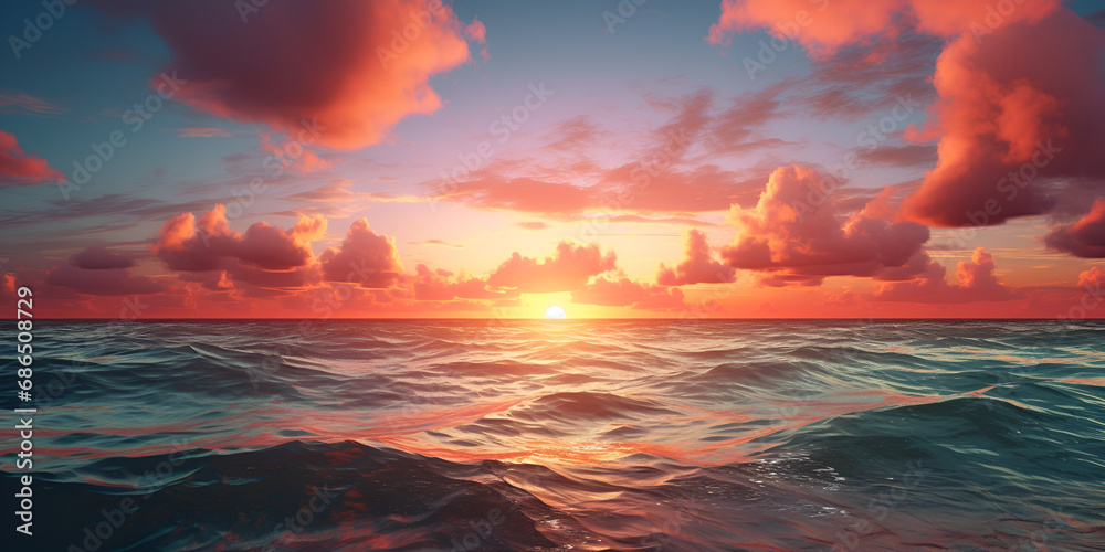 Underwater Sunset Image,A sunset over the ocean with the sun setting over the horizon.
